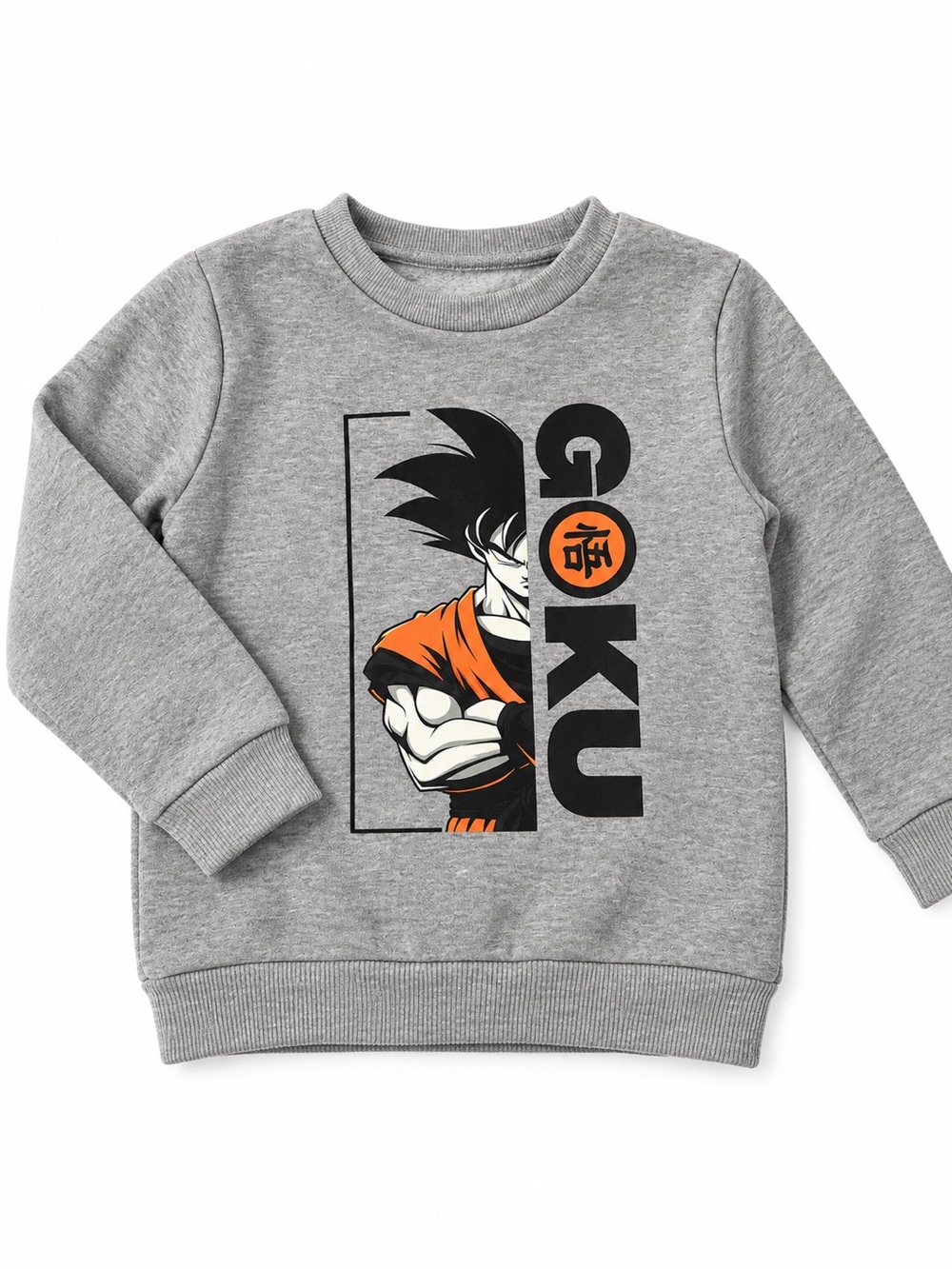 Kids Grey Goku Graphic Sweatshirt - Anime Crewneck
